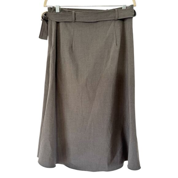 NWOT Halogen Faux Wrap Gray Belted Midi Skirt Women’s Size Medium - Picture 2 of 7